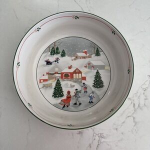 Vintage Sango Silent Night 9" Dinner Bowl Joan Luntz Korea 1980s Holiday
